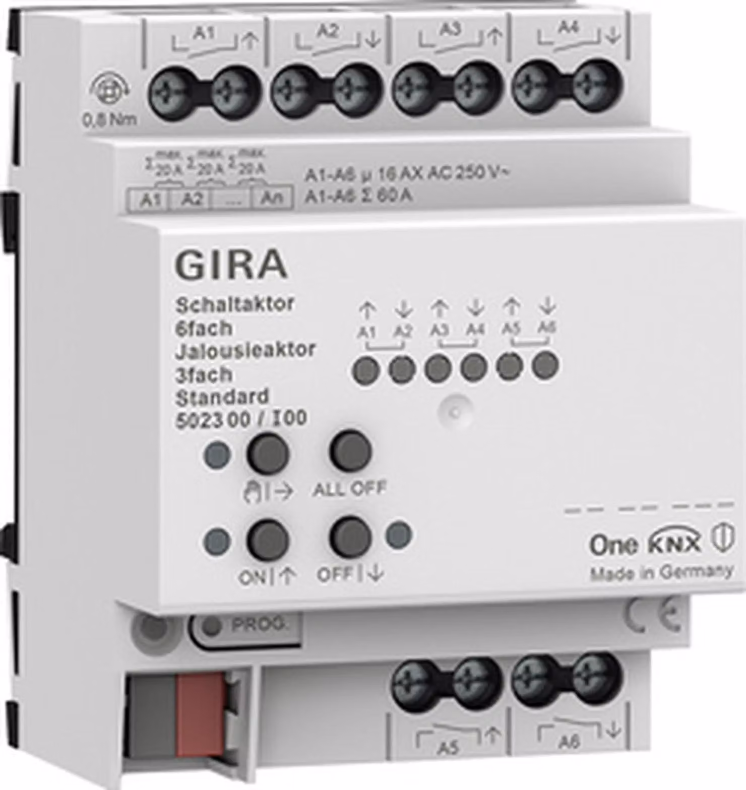 Gira KNX Secure Standard Attuatore di commutazione 6 vie / Attuatore per tapparelle 3 vie 16 A, 1 pz.