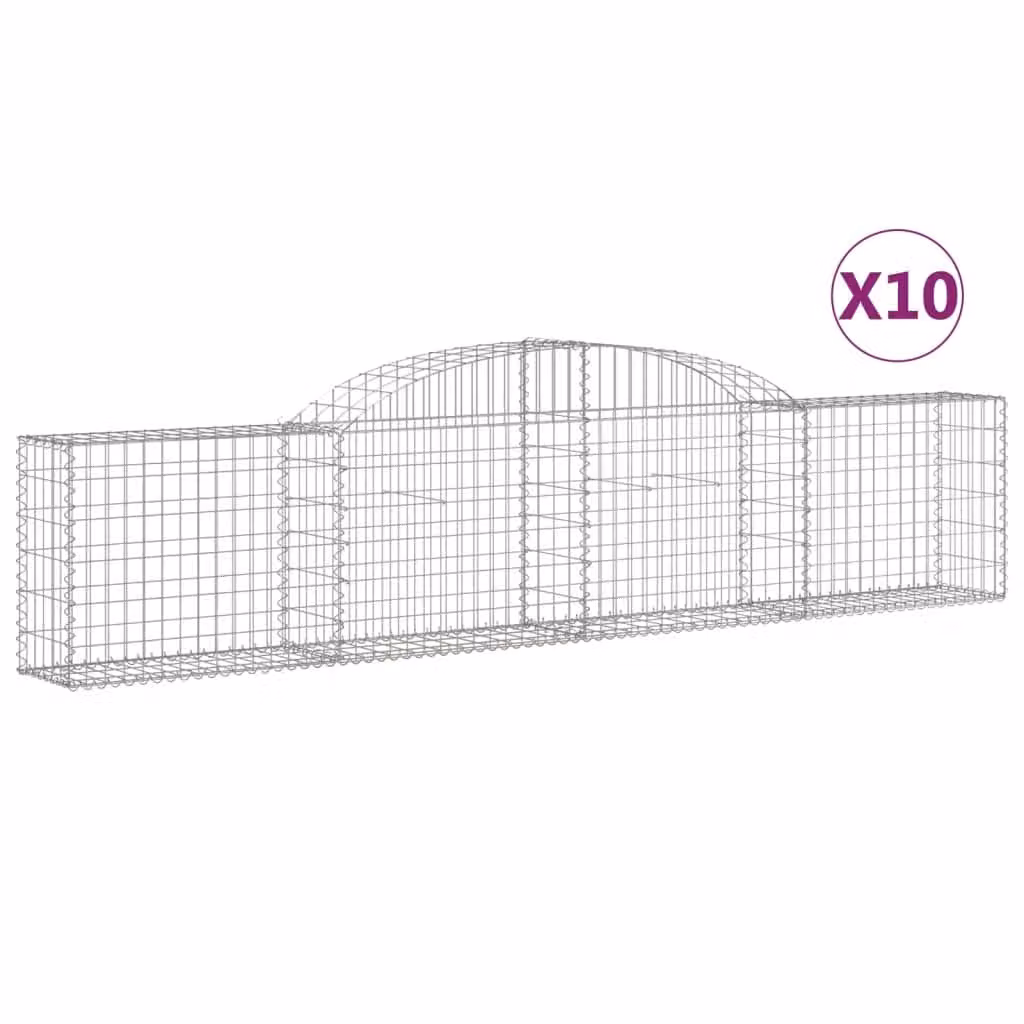 Cesti Gabbioni ad Arco 10 pz 300x30x60/80 cm Ferro Zincato