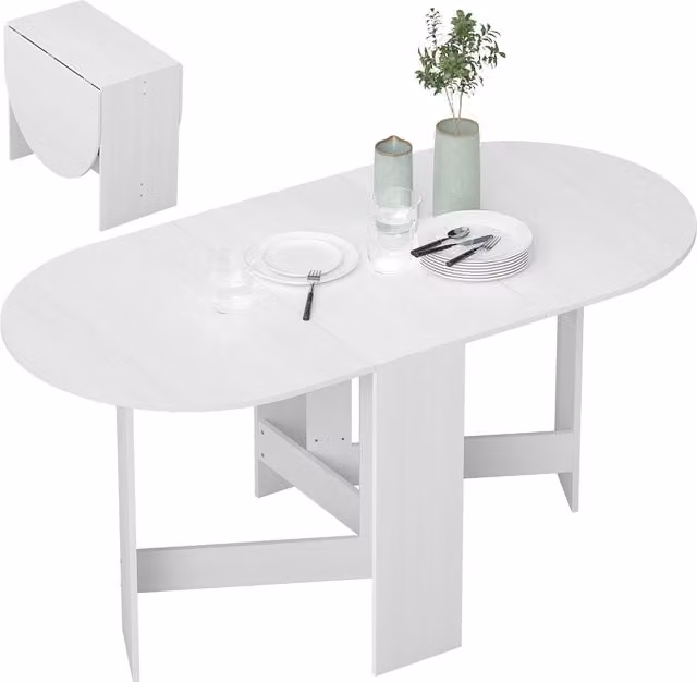 Tavolo ovale allungabile Xylo in legno bianco per 6 persone L: 163 cm, P: 80 cm, H: 75 cm