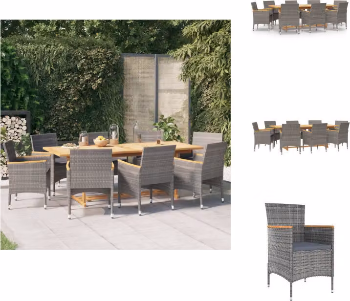 vidaXL set da pranzo da giardino 9 pezzi con cuscini grigio - Set di mobili da giardino