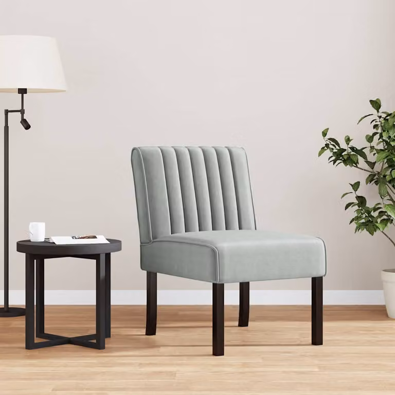 Sedia Lounge moderna vidaXL in velluto grigio chiaro con struttura in legno e imbottitura in schiuma