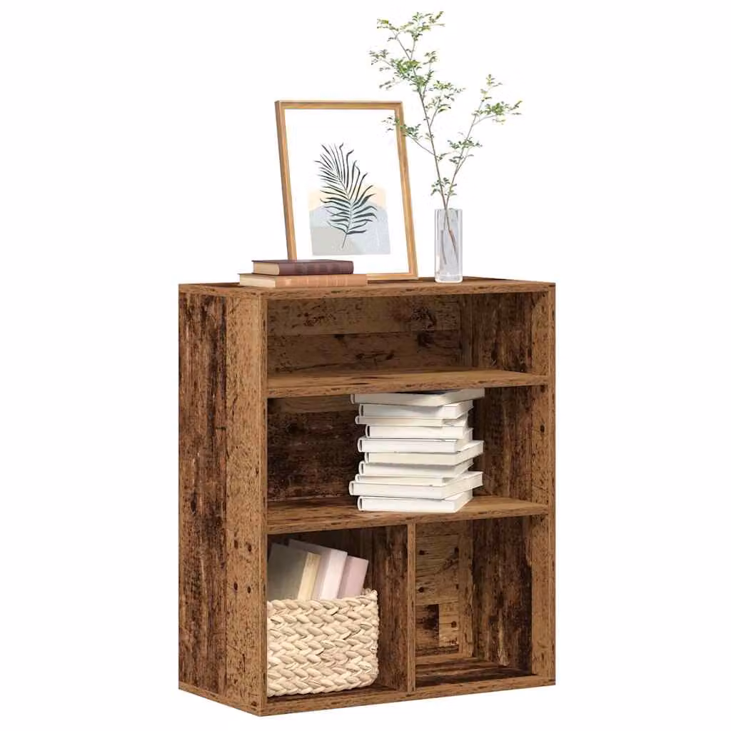 Libreria vidaXL in Legno Antico Marrone con Pannello Posteriore L: 60 cm, P: 30 cm, H: 71,5 cm