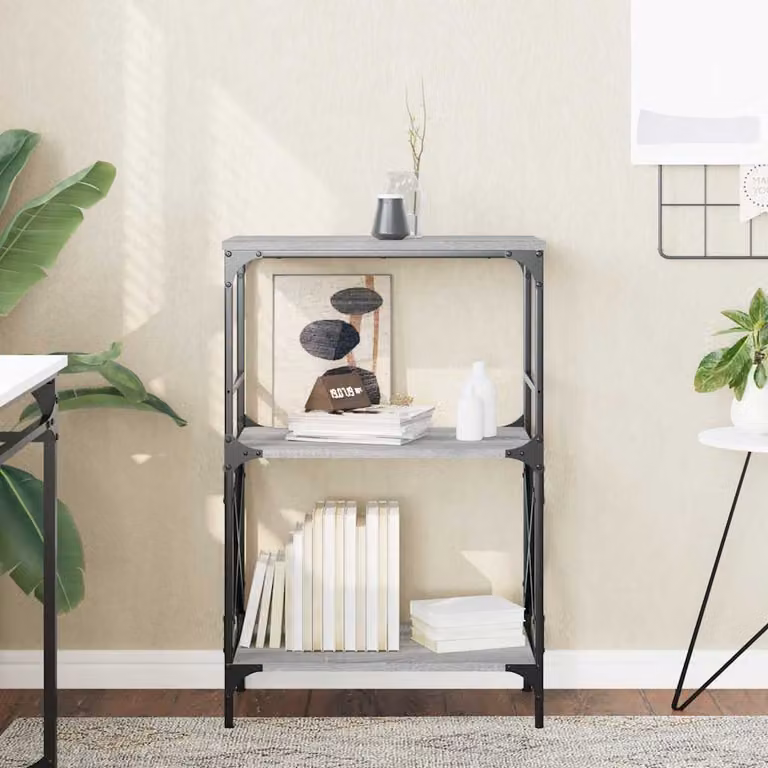 Libreria con 3 Ripiani vidaXL in Stile Industrial, Grigio, L/P/H: 59 x 35 x 90,5 cm