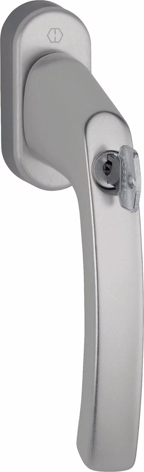 HOPPE maniglia per finestra LIÈGE con serratura, mandrino quadro 7x40 Nm 35 effetto acciaio inox