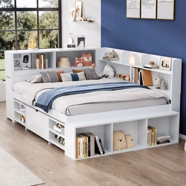 letto bambino compensato bianco 140 x 190 cm