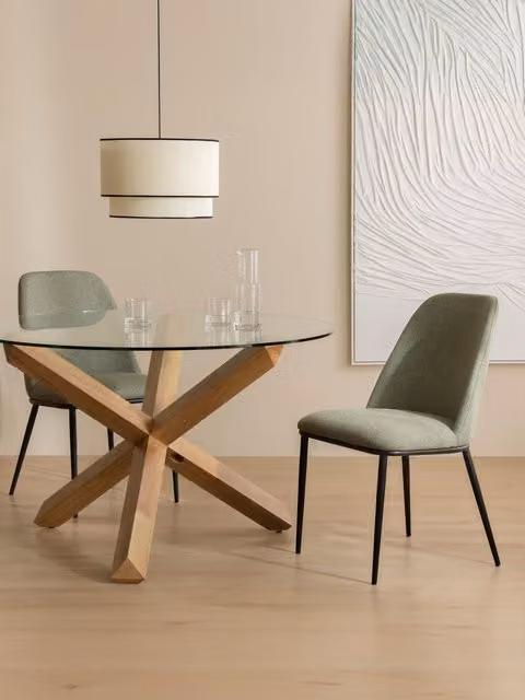 Sedia imbottita Loire Kenay Home verde con struttura in metallo nero – 1