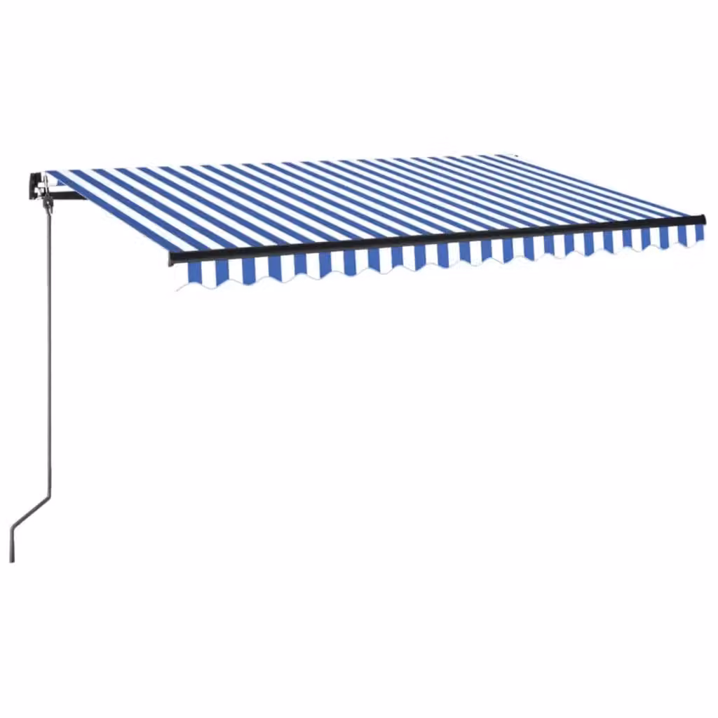 Tenda da sole retrattile manuale vidaxl con LED in alluminio e poliestere Blu Bianco L: 400 cm, P: 350 cm – 2