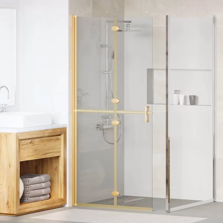 Parete doccia walk-in vidaXL in vetro trasparente, Oro, L: 90 cm, P: 6.5 cm, H: 190 cm