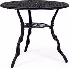 Tavolo da giardino rotondo Bizzotto in alluminio verniciato antracite con decori floreali – 1