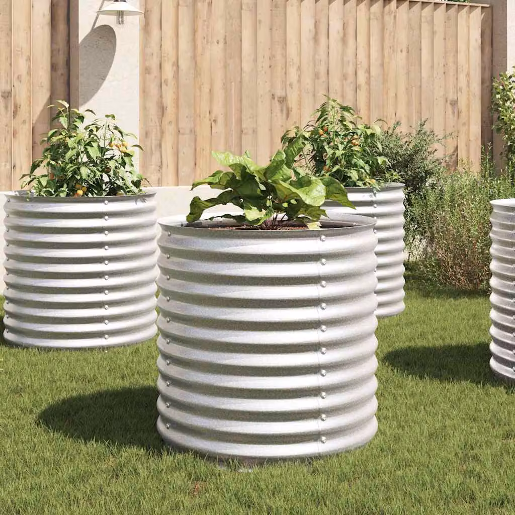 Letto rialzato da giardino vidaXL in acciaio zincato argento L 80 cm x P 80 cm x H 81 cm