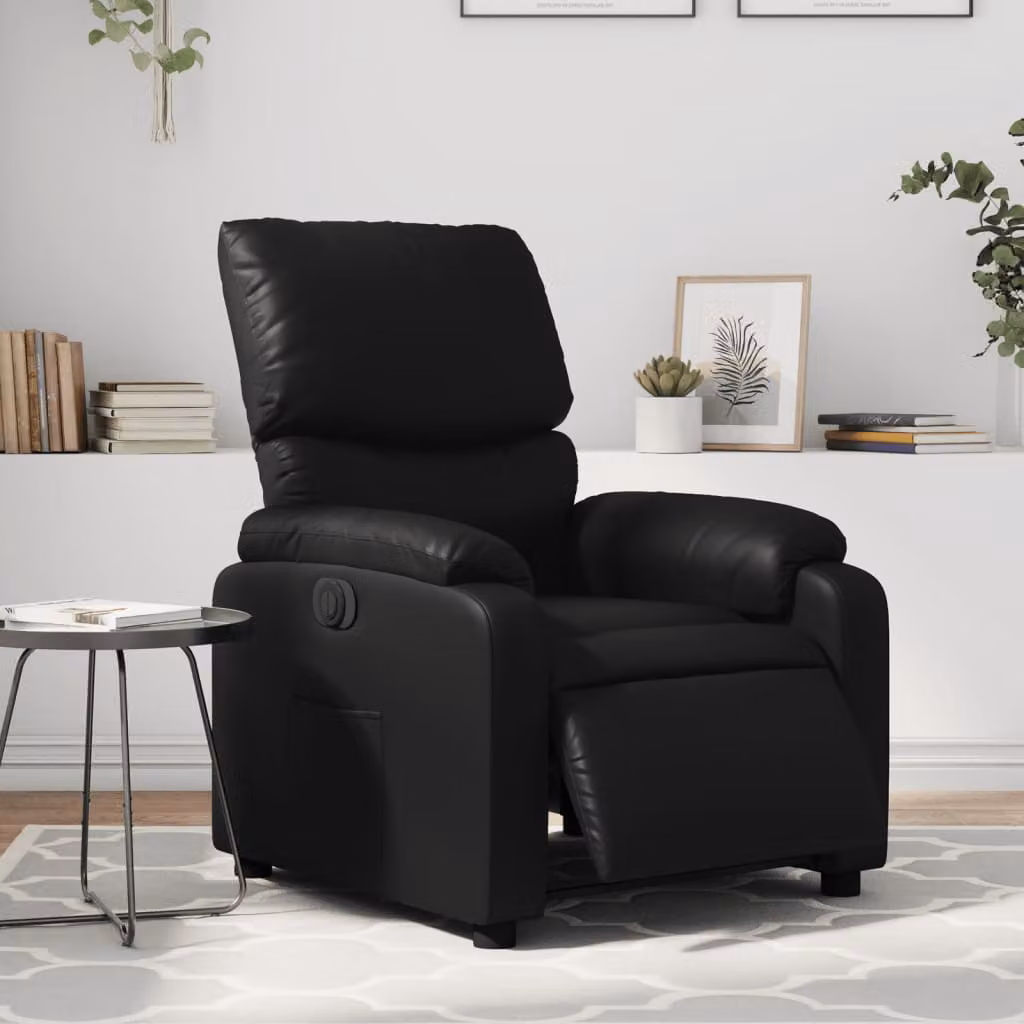 vidaXL Poltrona Reclinabile Elettrica Nera in Similpelle con Braccioli – 1