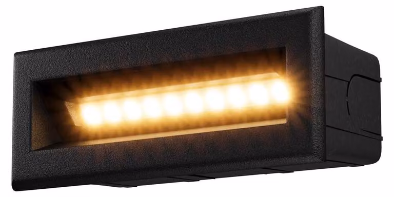 Lampada LED per scale, lampada da parete, IP65, metallo, nero, L 13,7 cm