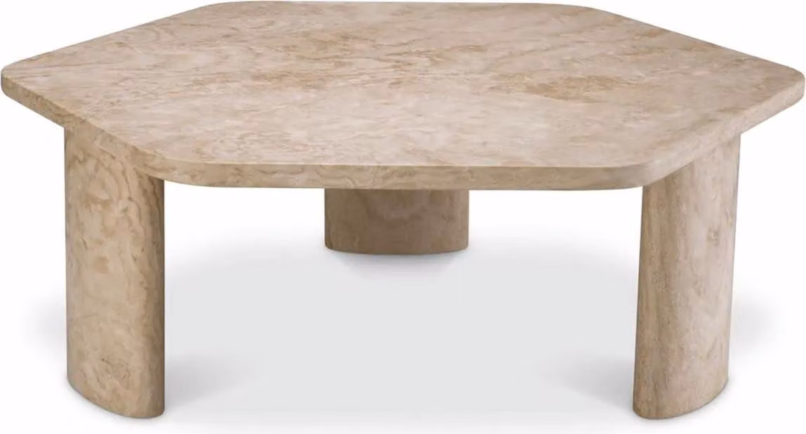 Casa Padrino Tavolino in travertino beige 101 cm - Mobili Soggiorno Travertino