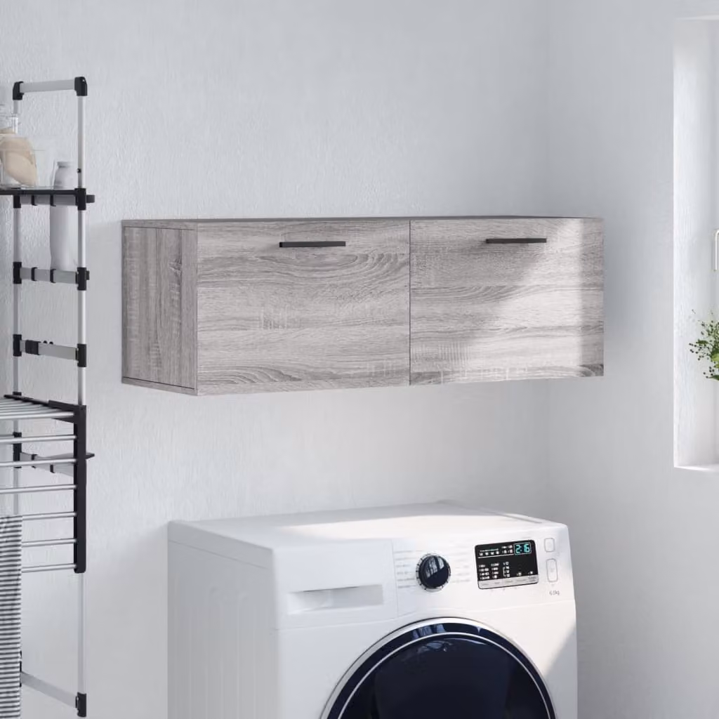 Mobile a parete vidaXL in legno multistrato e MDF, colore grigio Sonoma, L 100 x P 36,5 x H 35 cm