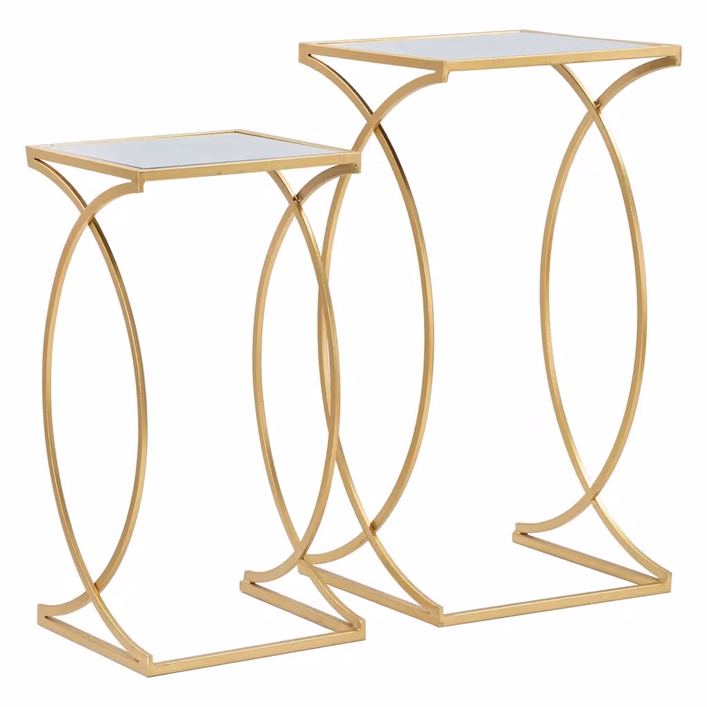 Set da 2 tavolini da salotto modulabili DMORA Gane, colore oro e trasparente, L/P/H: 35 x 35 x 70 cm – 2