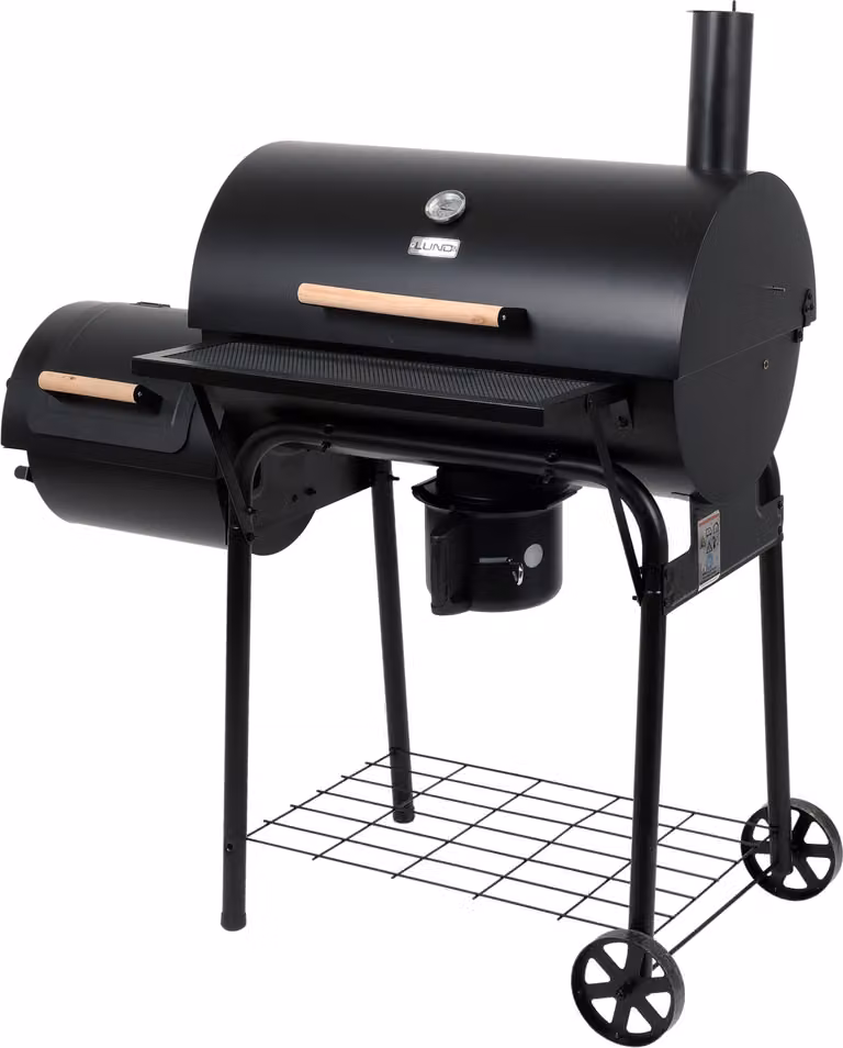 Barbecue a carbone 64x37 cm e affumicatore con ripiano, XXL