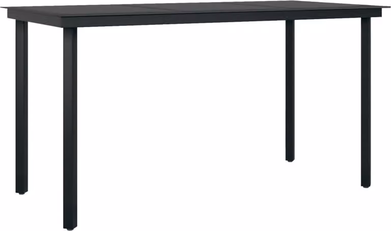 Tavolo da Giardino Nero 140x70x74 cm in Acciaio e Vetro