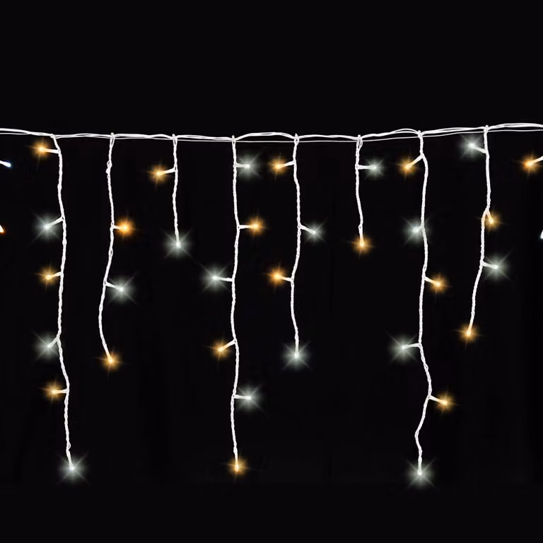 Catena luminosa a LED "Pioggia di ghiaccio", 240 LED, 6 metri, luce bianco caldo/bianco freddo, con timer