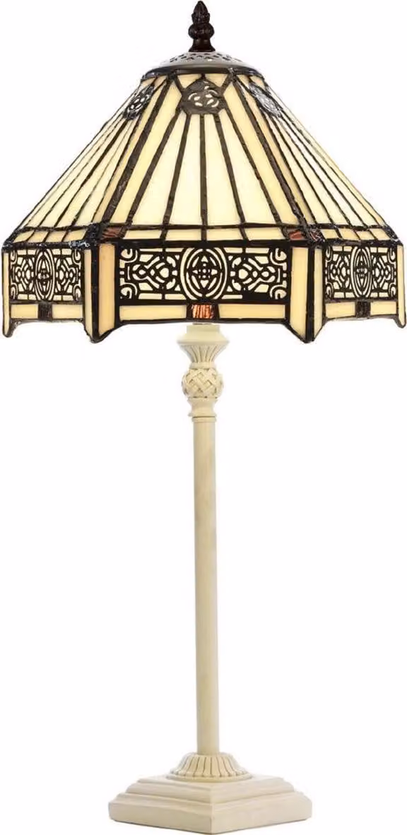 Casa Padrino lampada da tavolo Tiffany multicolore/bianco Ø 20 x H. 51 cm - lampada da tavolo Tiffany - lampada da salotto deco - lampada da tavolo deco - lampade Tiffany