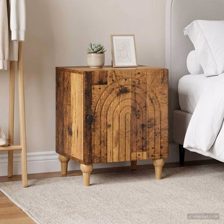 Set di 2 Armadi da Notte vidaXL in Legno Antico, Marrone e Nero, L 43 x P 34,5 x H 50 cm