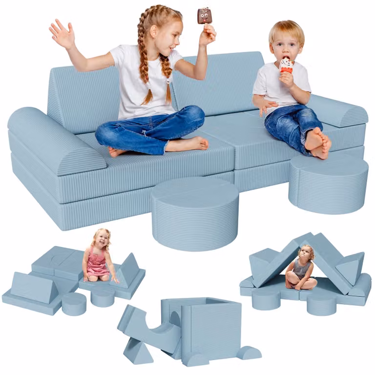 Divano giocattolo Clevich per bambini, divano modulare per bambini, Oeko-Tex Standard 100