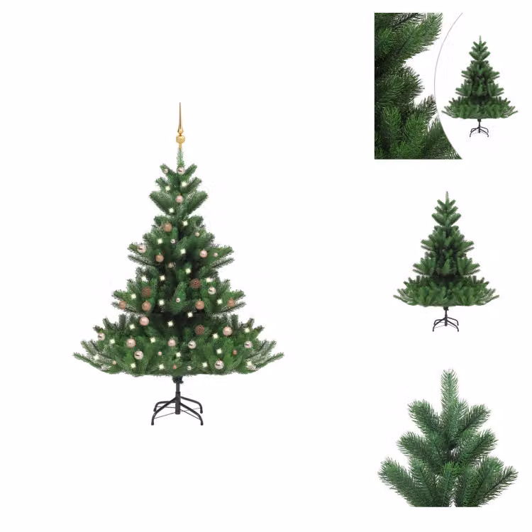 vidaXL Albero di Natale artificiale Nordmann LED & baubles verde 180 cm - Alberi di Natale