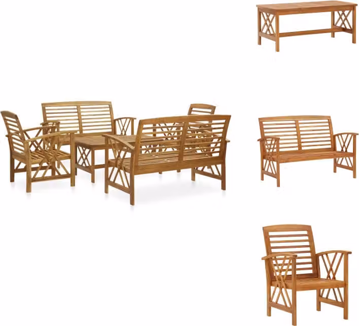 vidaXL Set da salotto da giardino 5 pezzi in legno massiccio di acacia - Set di mobili da giardino