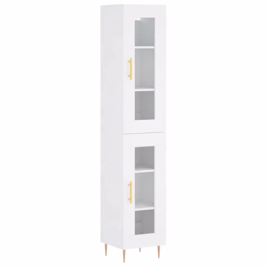 Credenza moderna bianca vidaXL con ante a battente e ripiani interni L/P/H: 34,5 x 34 x 180 cm – 2