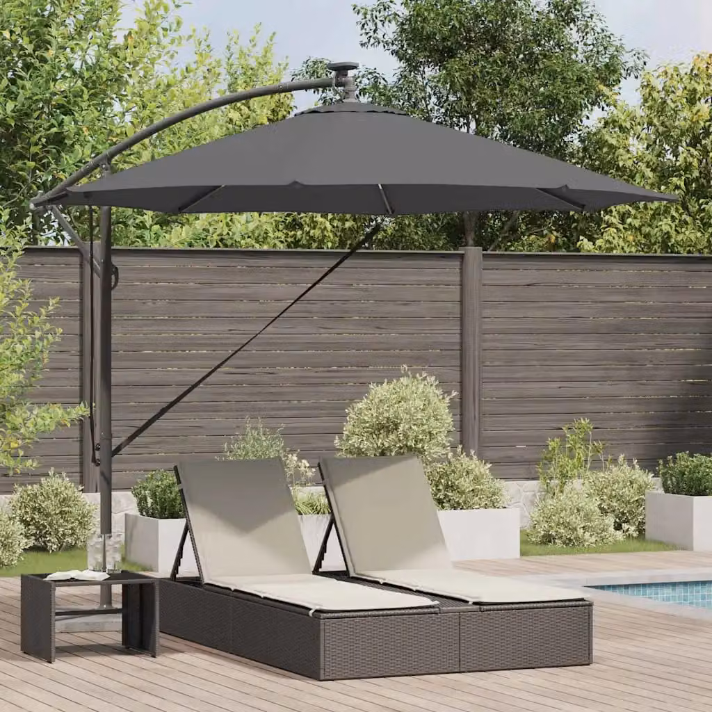 Ombrellone a braccio mobile vidaXL in poliestere e alluminio, Antracite, L 294 x P 294 x H 248 cm