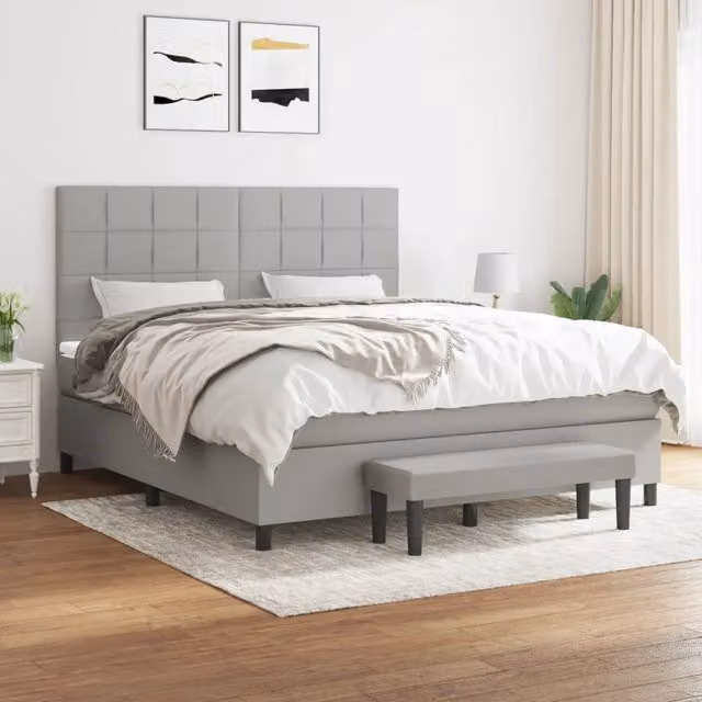 Letto Ibrido con Giroletto a Molle e Materasso vidaXL Grigio Chiaro e Bianco L/P/H: 160 x 200 x 128 cm