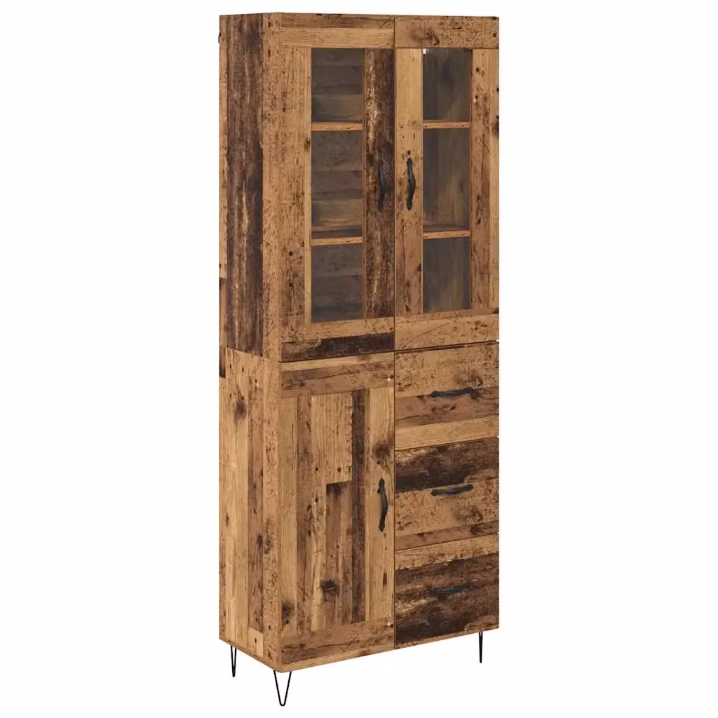Credenza moderna vidaXL in legno, vetro e metallo, marrone e nero, L: 69,5 cm, P: 34 cm, H: 90 cm – 2