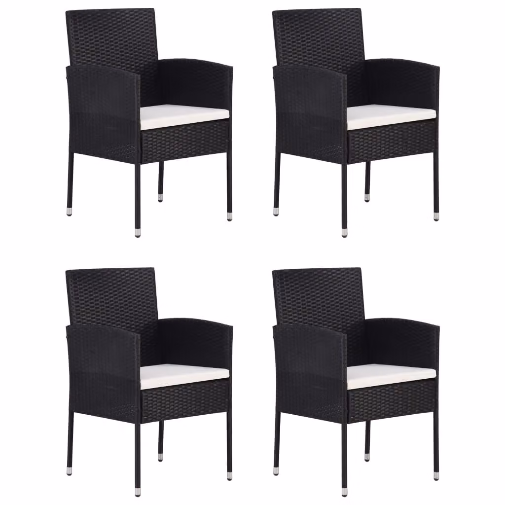 vidaXL Set da pranzo da giardino 5 pezzi nero