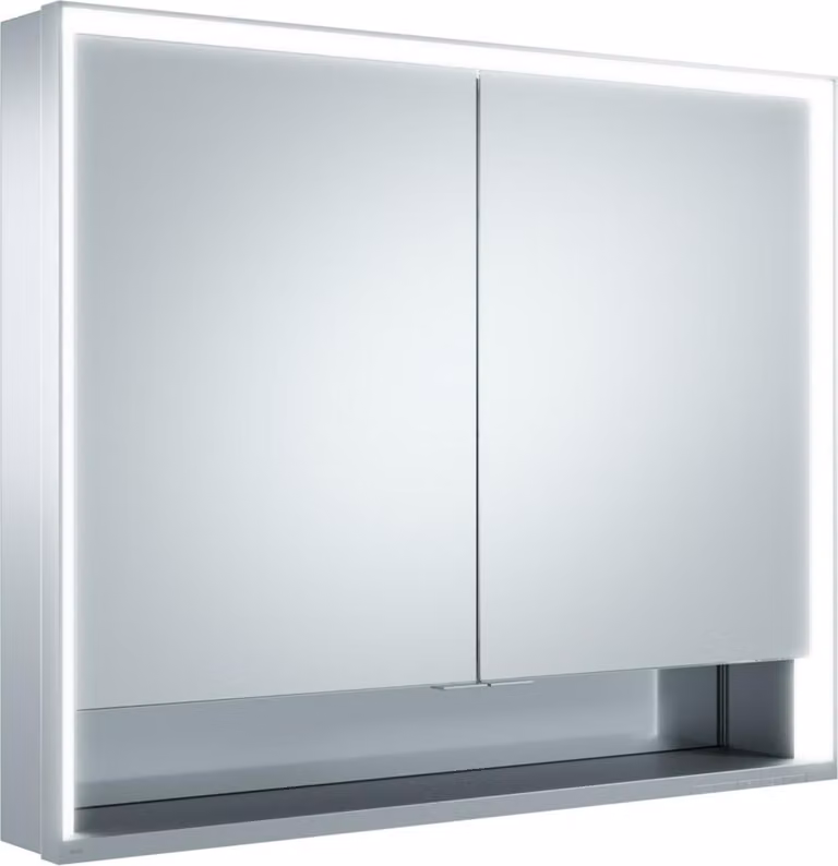 KEUCO Royal Lumos armoire de toilette murale 2 portes, porte courte, étagère ouverte, 900mm, 14323171301, 14323171301