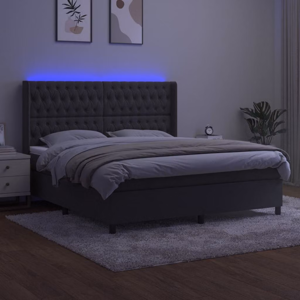 Maison Exclusive - Letto a Molle con Materasso e LED Grigio Scuro 160x200 cm