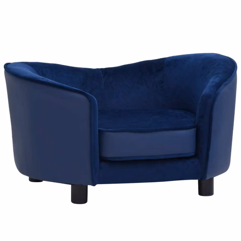 Divano per cani blu 69x49x40 cm in peluche e Pelle finta