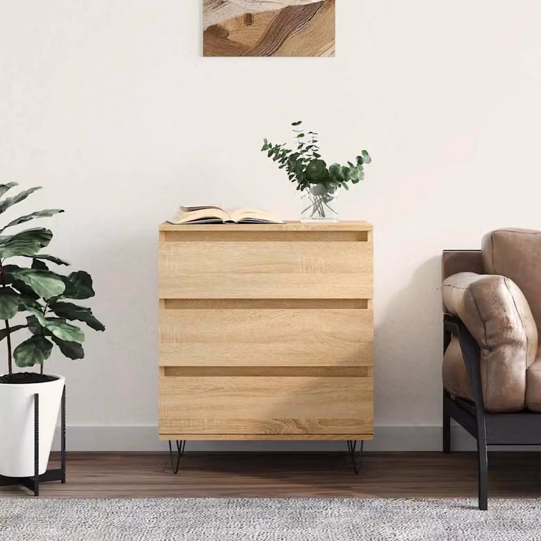 Credenza moderna vidaXL in legno multistrato color rovere Sonoma, L: 60 cm, P: 35 cm, H: 70 cm