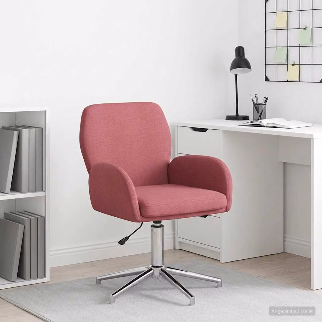 Sedia da scrivania girevole vidaXL in tessuto rosso con braccioli, L: 54 cm, P: 58 cm, H: 90 cm