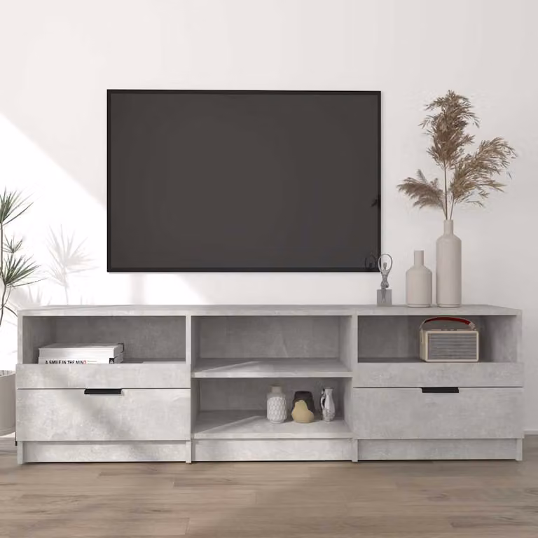 Mobile TV moderno vidaXL in legno ingegnerizzato grigio, L 150 x P 33,5 x H 45 cm
