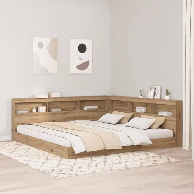 Testata del letto con scaffale integrato e porta di ricarica USB vidaXL in legno e metallo marrone L: 217,5 cm, P: 20,2 cm, H: 197,5 cm – 1