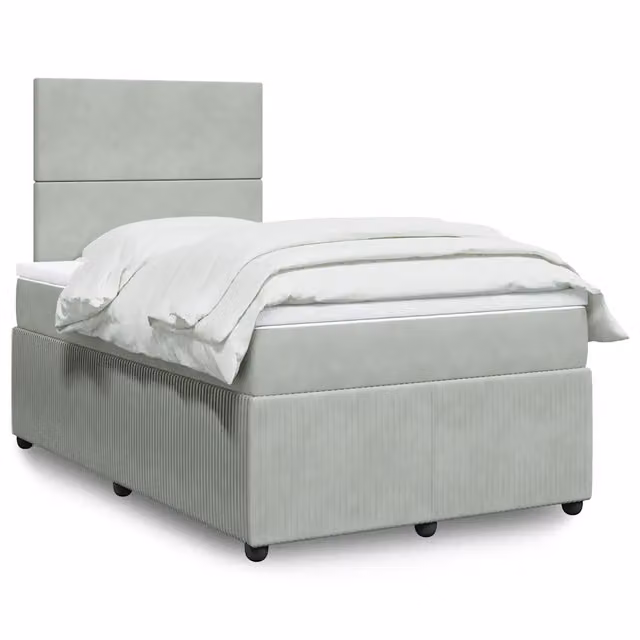 Letto Ibrido con Materasso in Velluto Grigio e Bianco vidaXL L/P: 120 x 200 cm