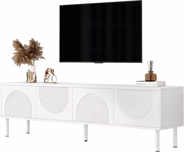 Mobile TV moderno 180 cm, superficie opaca e gestione cavi, design minimalista per soggiorno, camera da letto o corridoio