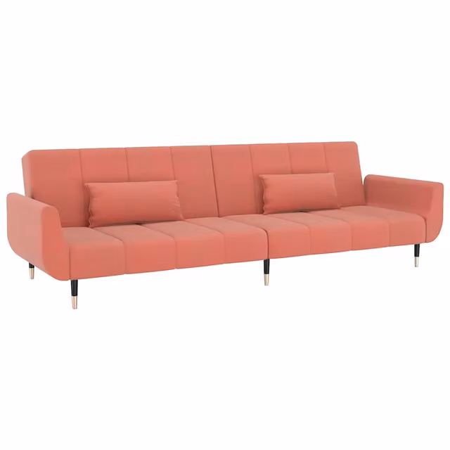Divano letto | Sof¨¤ letto | Letto singolo a 2 Posti con 2 Cuscini Rosa in Velluto