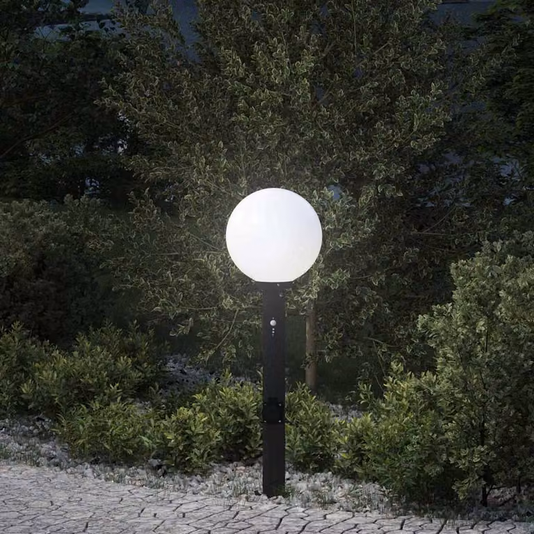 vidaXL Lampada a paletto con sensore di movimento e presa E27, Nera, Altezza: 80 cm, IP44