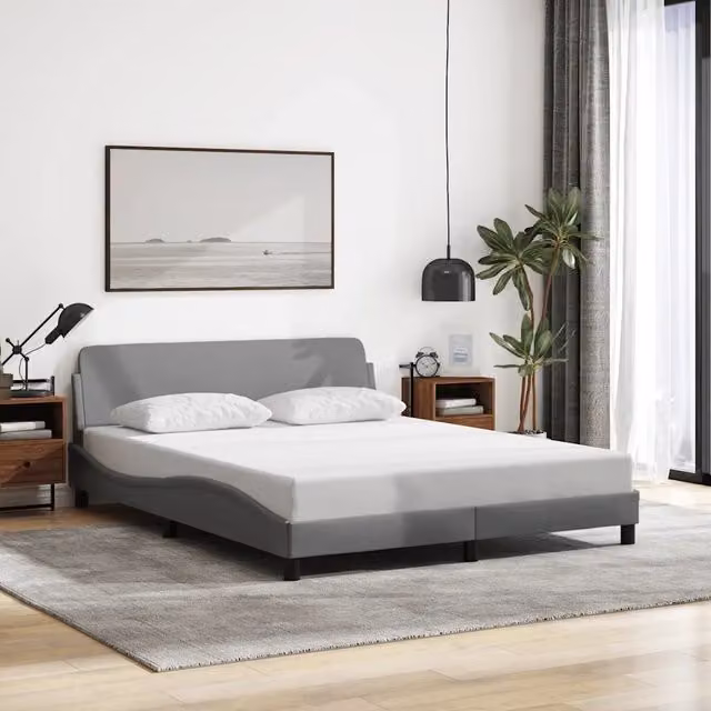 Letto con Giroletto Dover Grigio Chiaro vidaXL L/P/H: 218 x 157 x 74,5 cm