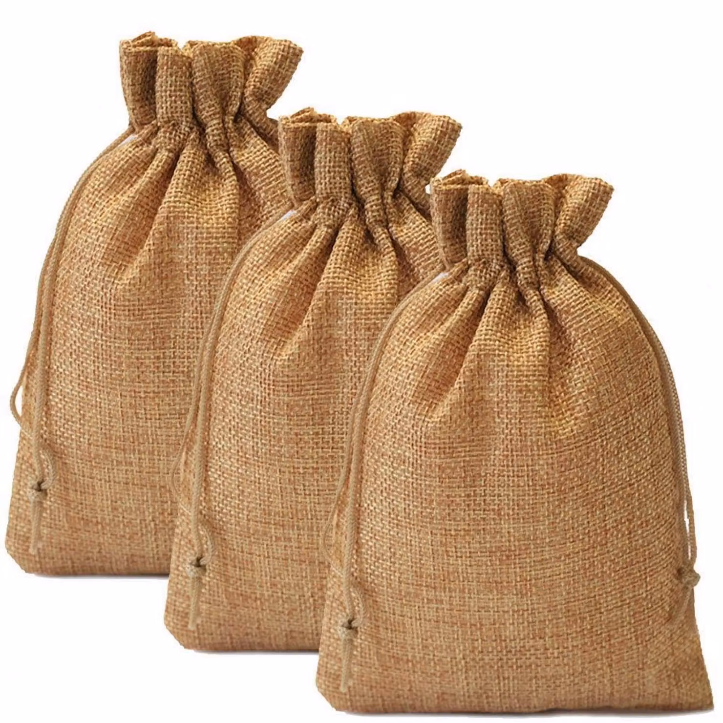 Sacchetti natalizi in juta, marrone scuro, 13x18 cm, confezione da 25 pezzi