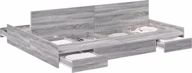 Letto matrimoniale | Letto per adulti | Struttura letto con contenitore Grigio Sonoma 140 x 200 cm