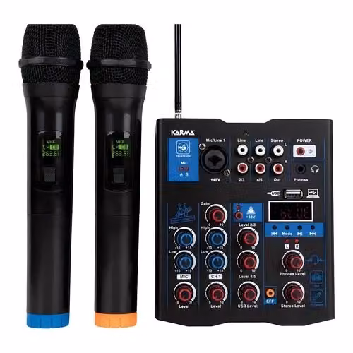 Mixer DJ Karma MXW 5 a 5 canali con doppio radiomicrofono VHF Black – 2