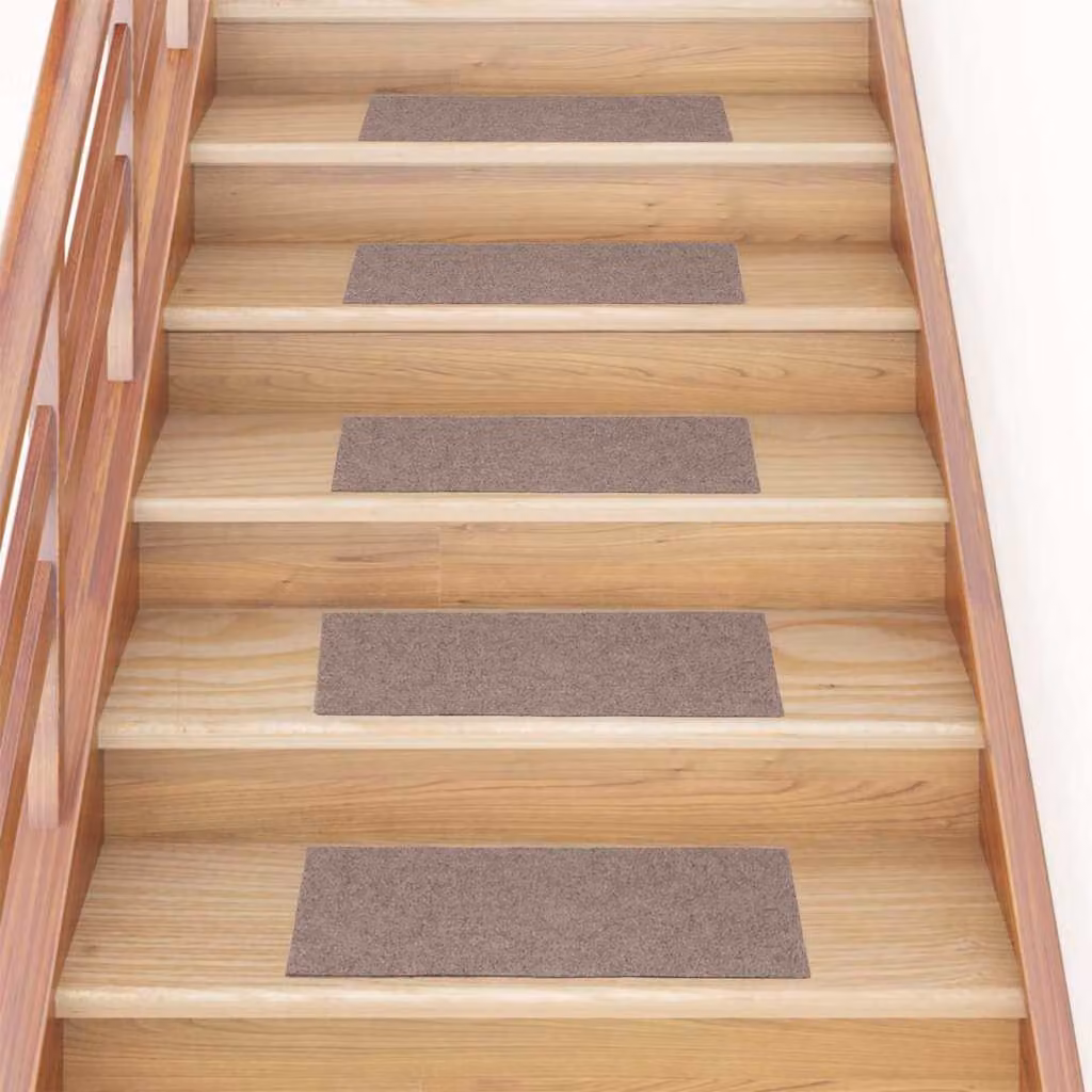 Set di 15 tappetini per scale autoadesivi vidaXL, rettangolari, marrone chiaro, 60 x 25 cm