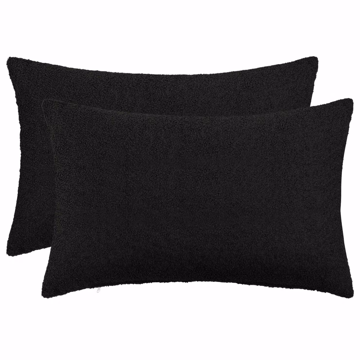 Set di 2 federe vidaXL HEERLEN in tessuto bouclé nero, L: 50 cm x P: 70 cm