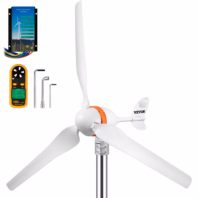 Generatore eolico VEVOR, set di turbine eoliche 12 V/AC, generatore di energia eolica da 400 W con regolatore eolico e solare, 3 pale, regolazione automatica della direzione del vento, adatto per terrazza, barca, camper, chalet, B